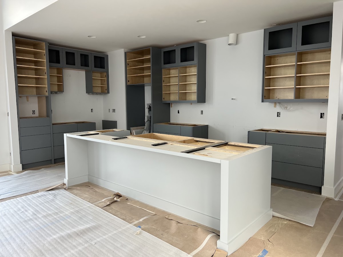 Kitchen cabinetry installation in progress from a Google review photo